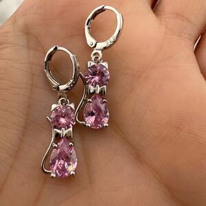 925 silver Pink Gemstone Earrings